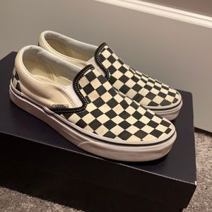 Checkered slip on vans